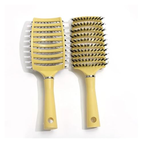GUYTRM Kopfhaut Massage Haarbürste Borsten Nylon Frauen Nass Lockige Entwirren Haarbürste for Salon Professionelle Friseur Kamm Styling Werkzeug lingli(GELB) von Aqxyxsw
