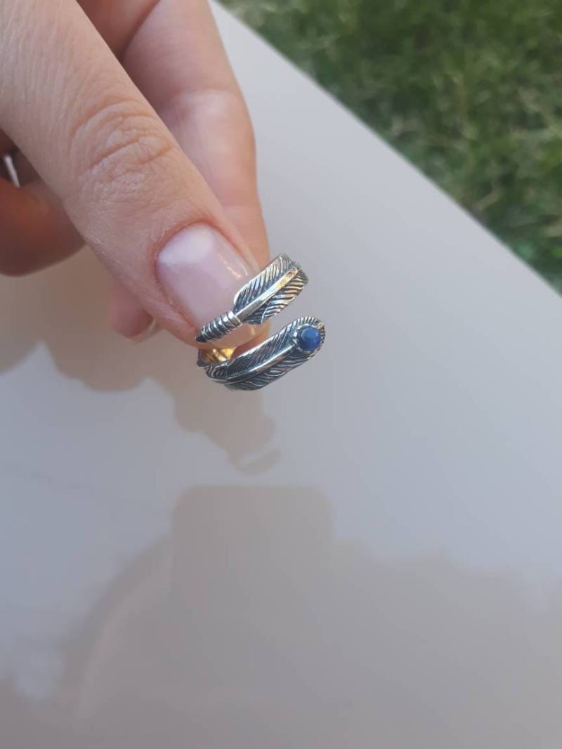 Federring 925 Sterling Silber Verstellbarer Boho Federwickelring Geschenk Für Sie Ring Federring 925 Sterling Silber Verstellbarer Boho Federwickelring Geschenk Für Sie Ring von ArMatSilver