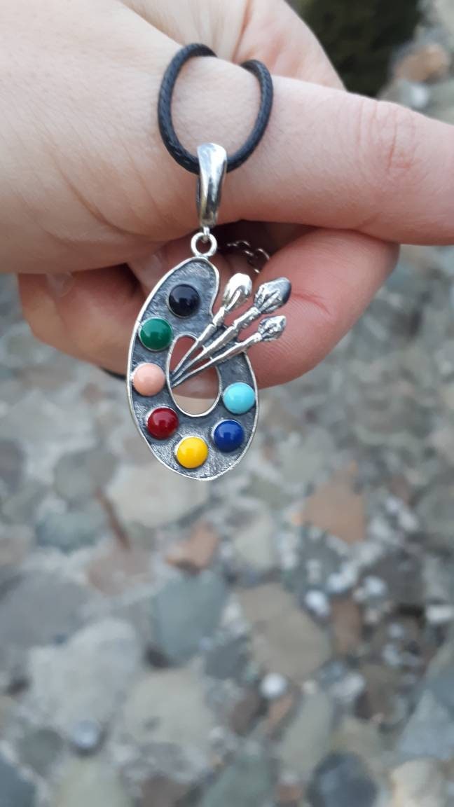 Kunst Palette Anhänger 925 Sterling Silber Malers Halskette Künstler Geschenk Charm Pendentif Kunst Palette Anhänger 925 Sterling Silber Malers Halskette Künstler Geschenk Charm Pendentif von ArMatSilver