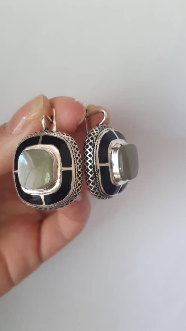 Nephrit Jade Silber Filigrane Ohrringe Statement Schmuck Nephrit Jade Silber Filigrane Ohrringe Statement Schmuck von ArMatSilver