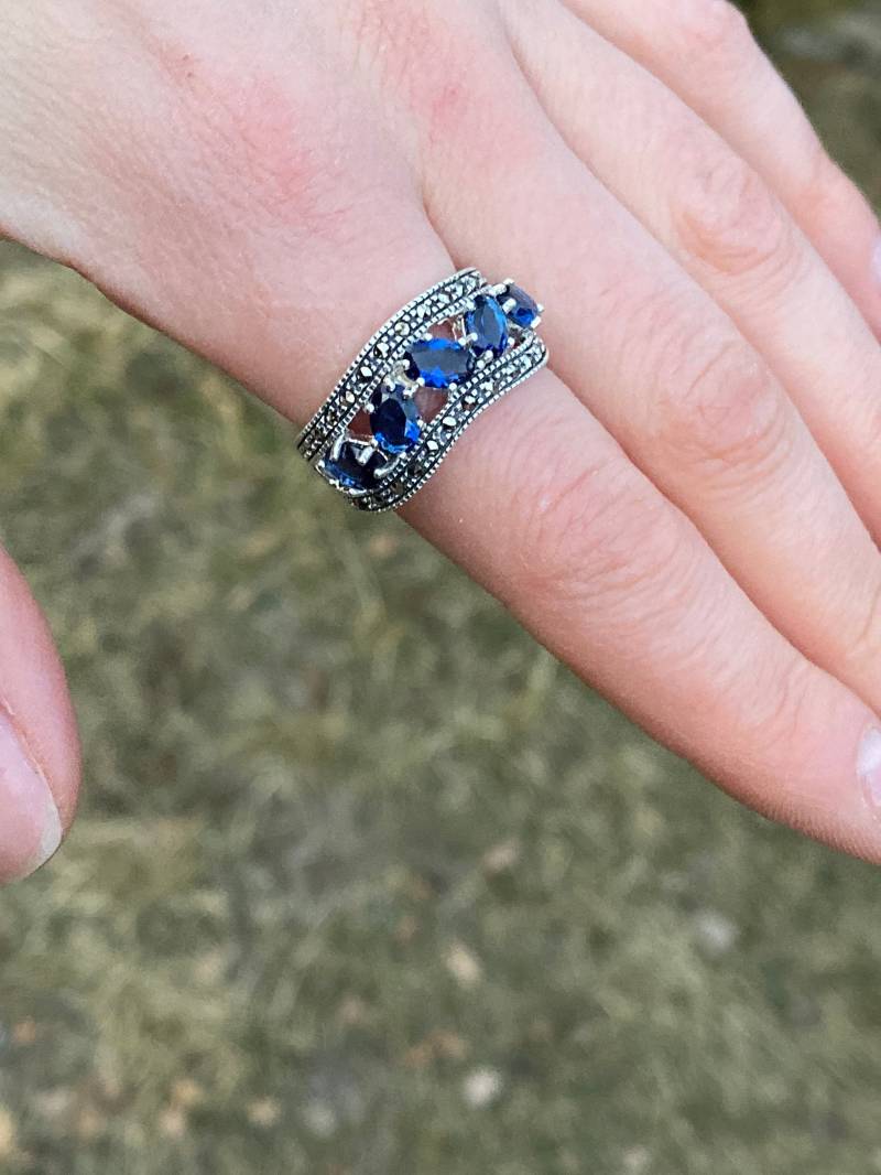 Saphir Ring Silber Dunkelblaue Labrador Sapphire Schmuck von ArMatSilver