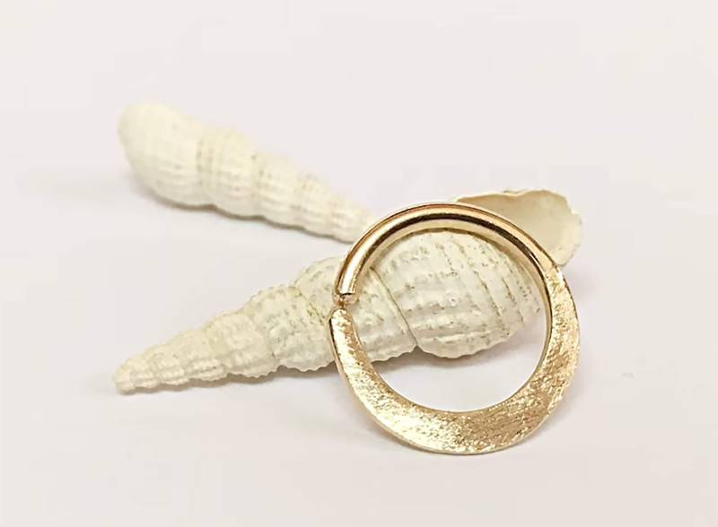 Gehämmertes Septum Ring Gold 16G Schmuck 16G, Piercing 14G Rosegold Männer 18G von AraDeOro