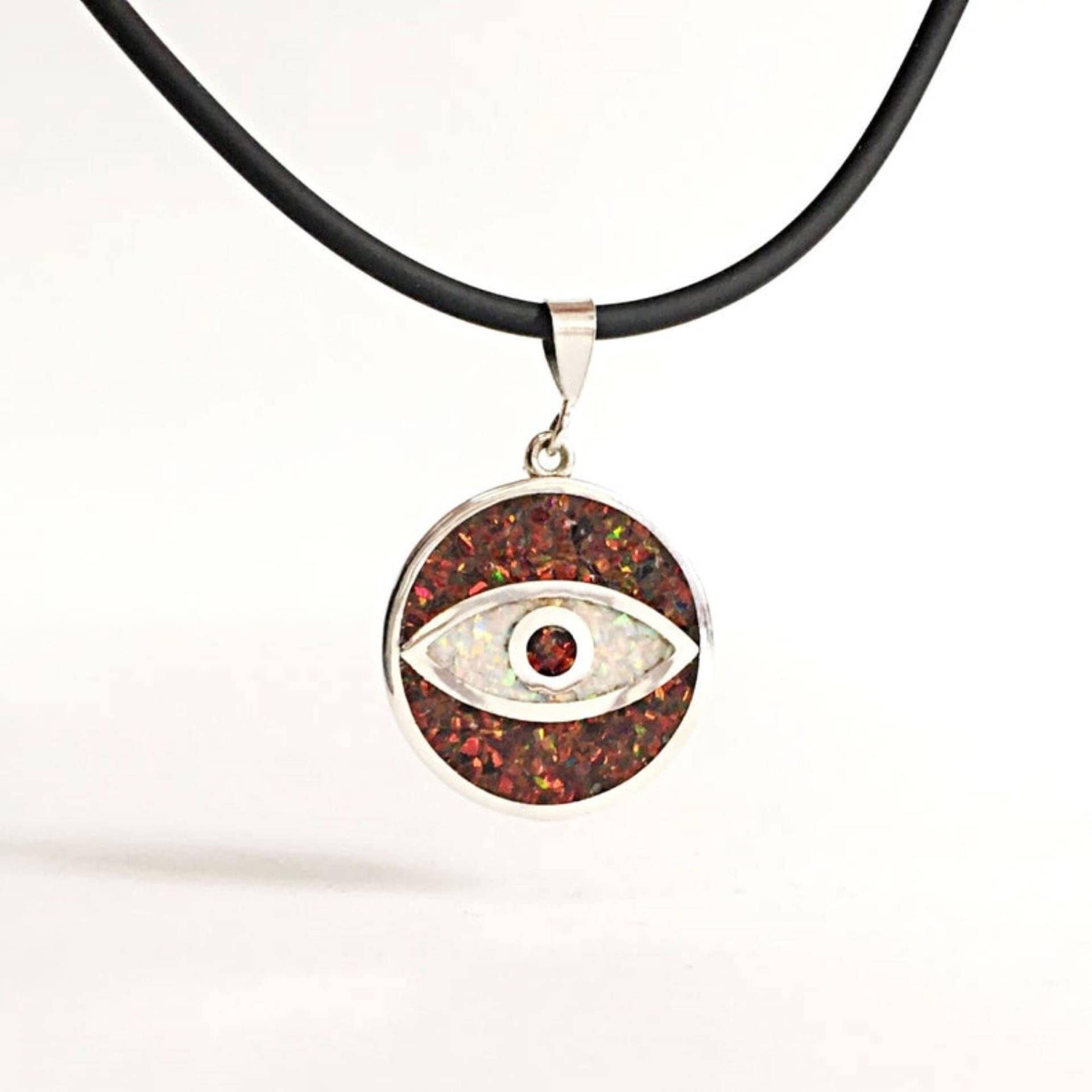 Evil Eye Halskette Silber 925, Opal Für Männer, Schutz Frauen, Schmuck Kordelkette Mit Anhänger von AraDeOroJewelry