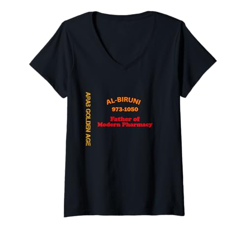 Damen Al-Biruni Vater der modernen Apotheke Alberonius T-Shirt mit V-Ausschnitt Damen Al-Biruni Vater der modernen Apotheke Alberonius T-Shirt mit V-Ausschnitt von Arab Golden Age Islam Muslim Scholars