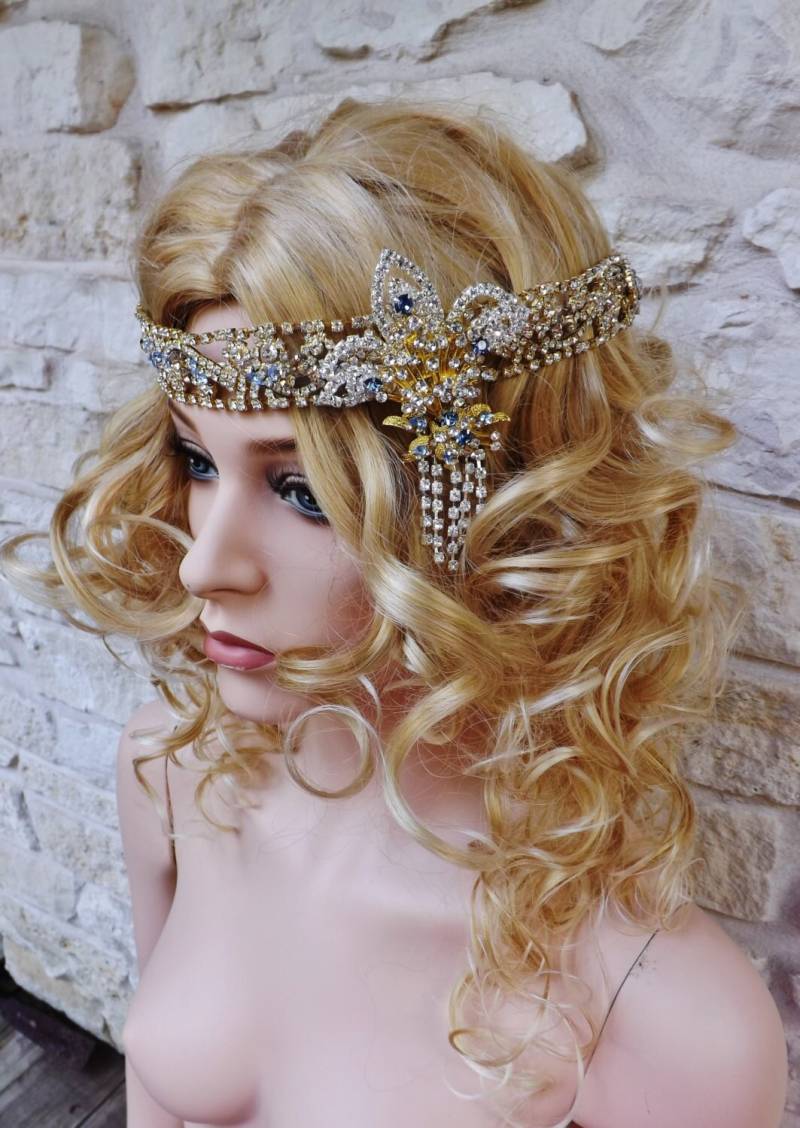 Hochzeit Flapper Kopfstück Strass Swarovsky Crystal Art Deco Performance Movie Theater Stirnband Gatsby Tiara Gold Krone von Arabescque