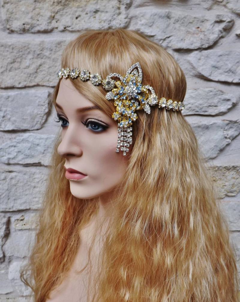 Hochzeit Flapper Strass Swarovsky Kristall Art-Deco-Stirnband Gatsby Film Performance Tiara Krone Down Zahlung von Arabescque