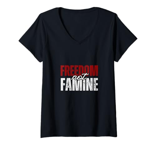 Damen Freiheit Nicht Hunger Solidarität T-Shirt mit V-Ausschnitt Damen Freiheit Nicht Hunger Solidarität T-Shirt mit V-Ausschnitt von Arabi Designs Store
