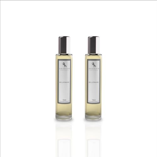 Arabian Opulence FR1 MILLIONAIRE Roll-on Parfümöl | Konzentriertes Parfüm Körperöl | Langanhaltendes Parfüm auf Ölbasis für Männer | Reisegröße Alkoholfreies Parfümöl Flasche (15ml, 2er-Pack) von Arabian Opulence