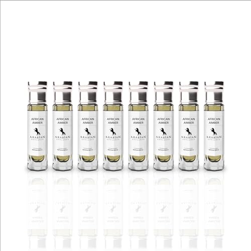 Arabian Opulence FR12 AFRICAN AMBER Roll-on Parfümöl | Konzentriertes Parfüm Körperöl | Langanhaltendes Parfüm auf Ölbasis für Unisex | Reisegröße Alkoholfreies Parfümöl Flasche (6ml, 8er-Pack) von Arabian Opulence