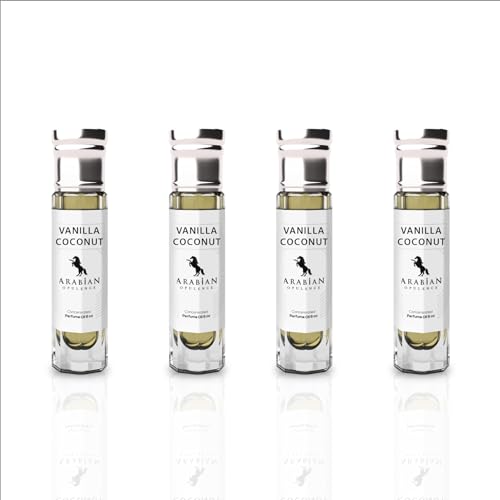 Arabian Opulence FR291 VANILLA COCONUT Roll-on Parfümöl | Konzentriertes Parfüm Körperöl | Langanhaltendes Parfüm auf Ölbasis für Männer und Frauen | Flasche Reisegröße alkoholfrei (6ml, 4er-Pack) von Arabian Opulence