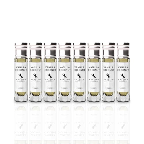 Arabian Opulence FR291 VANILLA COCONUT Roll-on Parfümöl | Konzentriertes Parfüm Körperöl | Langanhaltendes Parfüm auf Ölbasis für Männer und Frauen | Flasche Reisegröße alkoholfrei (6ml, 8er-Pack) von Arabian Opulence