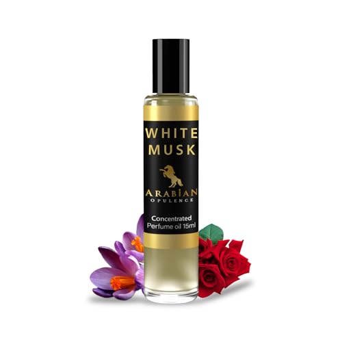 Arabian Opulence FR297 WHITE MUSK Roll-on Parfümöl | Konzentriertes Parfüm Körperöl | Langanhaltendes Parfüm auf Ölbasis für Frauen | Reisegröße Alkoholfreies weiches Parfümöl Fläschchen (15ml) von Arabian Opulence
