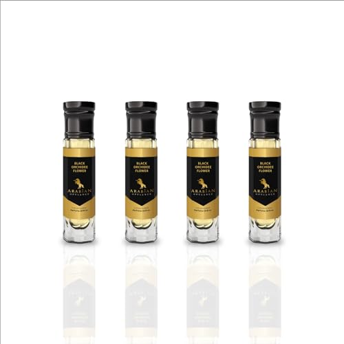 Arabian Opulence FR44 BLACK ORCHIDEE FLOWER Roll-on Parfümöl | Konzentriertes Parfüm-Körperöl | Langanhaltendes Parfüm auf Ölbasis für Frauen | Reisegrößenflasche Alkoholfreie (6ml, 4er-Pack) von Arabian Opulence