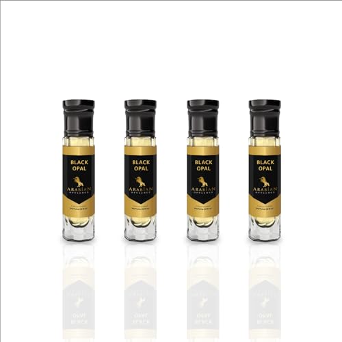 Arabian Opulence FR49 BLACK OPAL Roll-on Parfümöl | Konzentriertes Duftkörperöl | Langanhaltendes ölbasiertes Parfüm für Frauen | Reisegröße alkoholfreies sanftes Parfümöl fläschchen (6ml, 4er-Pack) von Arabian Opulence