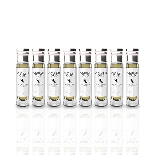 Arabian Opulence FR5 AMBER OUD Roll-on Parfümöl | Konzentriertes Parfüm Körperöl | Langanhaltendes Parfüm auf Ölbasis für Männer und Frauen | Reisegröße Alkoholfreies Parfümöl Flasche (6ml, 8er-Pack) von Arabian Opulence