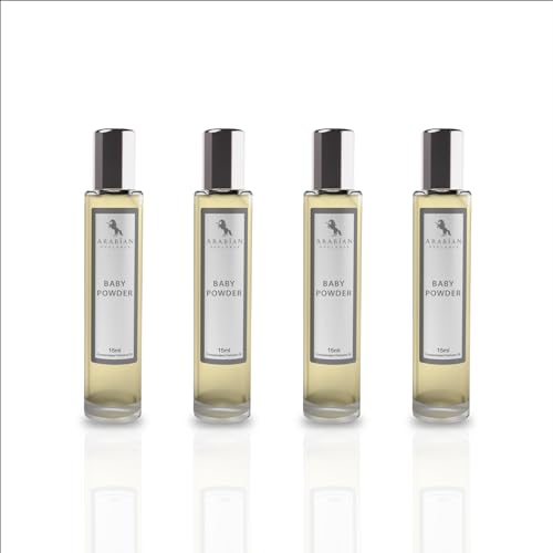 Arabian Opulence FR50 BABY POWDER Roll-on Parfümöl | Konzentriertes Parfüm Körperöl | Langanhaltendes Parfüm auf Ölbasis für Männer und Frauen | Reisegröße Alkoholfreies Flasche (15ml, 4er-Pack) von Arabian Opulence