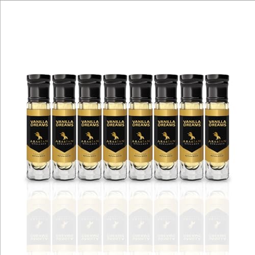 Arabian Opulence FR99 Vanilla Dreams Roll-on Parfümöl | Konzentriertes Duftkörperöl | Langanhaltendes ölbasiertes Parfüm für Frauen | Reisegröße alkoholfreies sanftes Parfümöl Flasche (6ml, 8er-Pack) von Arabian Opulence