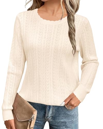 Arach&Cloz Damen Pullover Frühling Sommer Winter Strickpullover Langarm Stricken Shirt Tops Casual Rundhals Blusen von Arach&Cloz