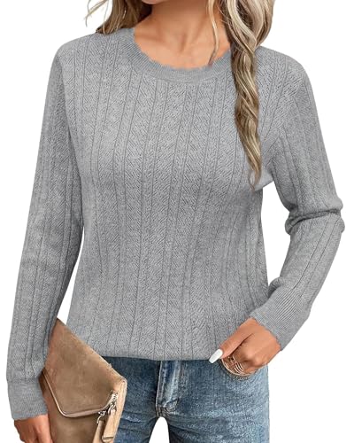 Arach&Cloz Damen Pullover Frühling Sommer Winter Strickpullover Langarm Stricken Shirt Tops Casual Rundhals Blusen von Arach&Cloz