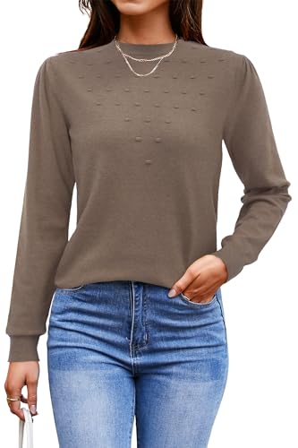 Arach&Cloz Damen Pullover Herbst Winter Langarm Strickpullover Rundhals Casual Tops Stricken Shirt Blusen(Camel, M) von Arach&Cloz