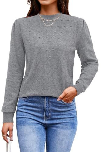 Arach&Cloz Damen Pullover Herbst Winter Langarm Strickpullover Rundhals Casual Tops Stricken Shirt Blusen(Grey, XL) von Arach&Cloz