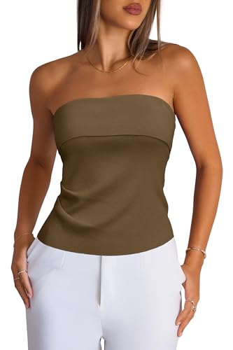 Arach&Cloz Damen Silk Blend Tube Top Sommer Bluse Ruched Trägerloses Bandeau Tank Tops Schulterfrei Oberteil Outfits Brown M Arach&Cloz Damen Silk Blend Tube Top Sommer Bluse Ruched Trägerloses Bandeau Tank Tops Schulterfrei Oberteil Outfits Brown M von Arach&Cloz