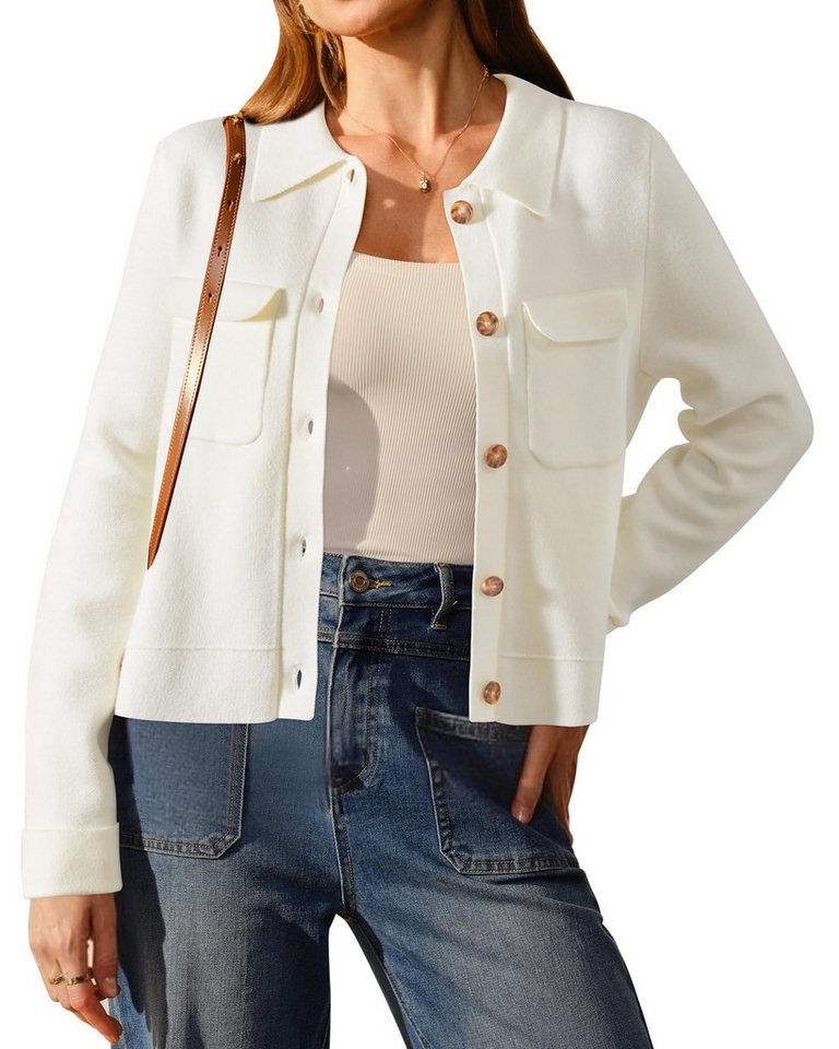 Arach&Cloz Jackett Arach&Cloz Damen Wollmischung Button Down Kurzjacke Jerseysakko Herbstmode Strickjacke Revers Blusenblazer lange Ärmel Wollpullover Arach&Cloz Jackett Arach&Cloz Damen Wollmischung Button Down Kurzjacke Jerseysakko Herbstmode Strickjacke Revers Blusenblazer lange Ärmel Wollpullover von Arach&Cloz