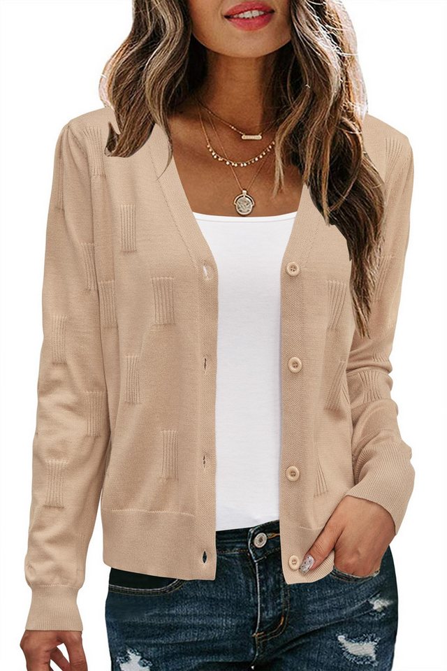 Arach&Cloz Langarmshirt Arach&Cloz Damen V-Shirt Weicher Kurzer Cardigan Pullover Tops Freizeit Leichter Shrug Layershirt Volltonfarbe Plisseeshirt von Arach&Cloz