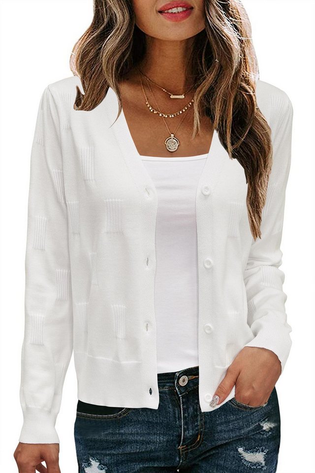 Arach&Cloz Langarmshirt Arach&Cloz Damen V-Shirt Weicher Kurzer Cardigan Pullover Tops Freizeit Leichter Shrug Layershirt Volltonfarbe Plisseeshirt Arach&Cloz Langarmshirt Arach&Cloz Damen V-Shirt Weicher Kurzer Cardigan Pullover Tops Freizeit Leichter Shrug Layershirt Volltonfarbe Plisseeshirt von Arach&Cloz