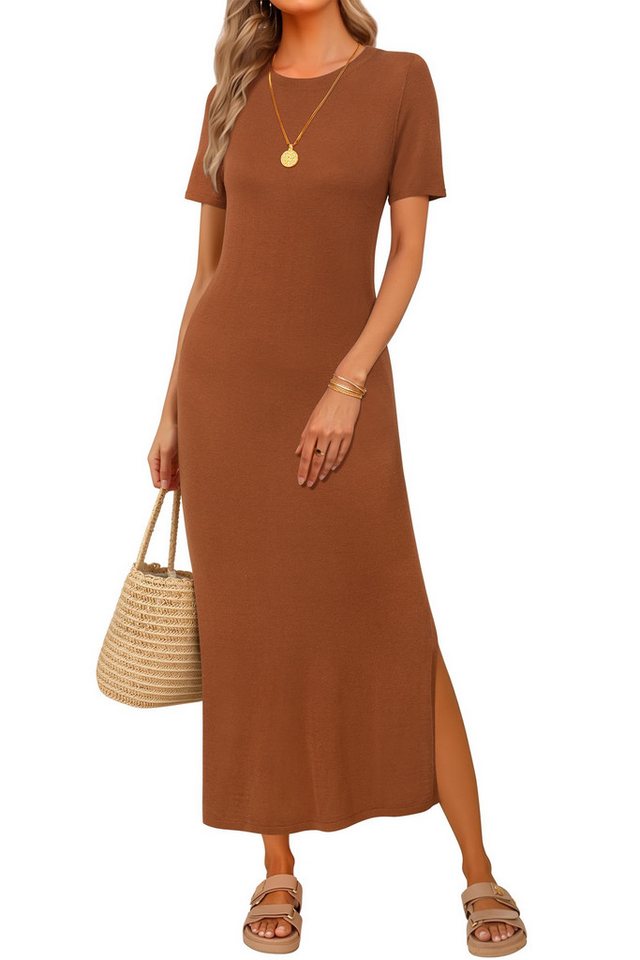 Arach&Cloz Midikleid Arach&Cloz Damen Freizeitkleider Midikleider Partykleider Tüllkleider Volltonfarbe Bodykleid Tunikakleid Shaping-Kleid aus Wollmischung von Arach&Cloz