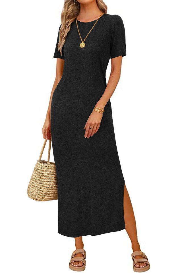 Arach&Cloz Midikleid Arach&Cloz Damen Freizeitkleider Midikleider Partykleider Tüllkleider Volltonfarbe Bodykleid Tunikakleid Shaping-Kleid aus Wollmischung von Arach&Cloz