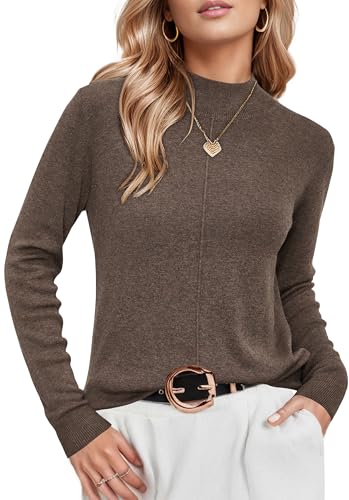 Arach&Cloz Pullover Damen Herbst Langarm Wool Blend Strickpullover Mock Neck Elegant Pulli Warm Winter Pullover Oberteile Coffee-4078, S Arach&Cloz Pullover Damen Herbst Langarm Wool Blend Strickpullover Mock Neck Elegant Pulli Warm Winter Pullover Oberteile Coffee-4078, S von Arach&Cloz