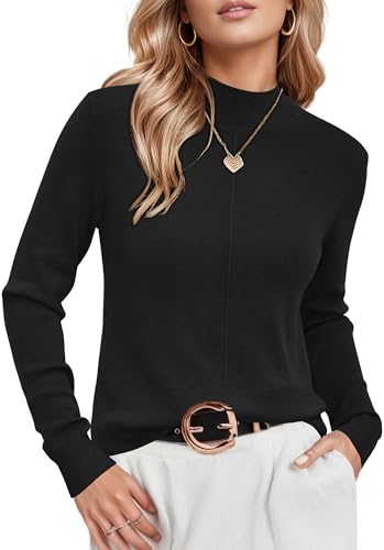 Arach&Cloz Pullover Damen Herbst Langarm Wool Blend Strickpullover Mock Neck Elegant Pulli Warm Winter Pullover Oberteile Schwarz-4078, M Arach&Cloz Pullover Damen Herbst Langarm Wool Blend Strickpullover Mock Neck Elegant Pulli Warm Winter Pullover Oberteile Schwarz-4078, M von Arach&Cloz