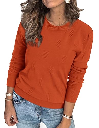 Arach&Cloz Pullover Damen Frühling Herbst Winter Strickpullover Elegant Langarm Tops Rundhals Pulli Sweatshirt (Red, L) von Arach&Cloz