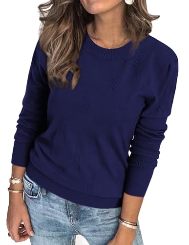 Arach&Cloz Pullover Damen Herbst Winter Strickpullover Pulli Elegant Langarm Winterpullover Rundhals Tops Sweatshirt Navy von Arach&Cloz