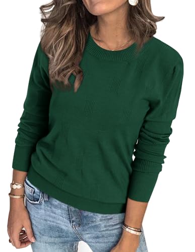 Arach&Cloz Pullover Damen Herbst Winter Strickpullover Pulli Elegant Langarm Winterpullover Rundhals Tops Sweatshirt (grün, XL) von Arach&Cloz