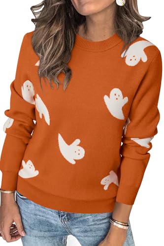 Arach&Cloz Pullover Damen Langarm Elegant Herbst Winter Strickpullover Rundhals Pulli Sweatshirt Halloween01 von Arach&Cloz