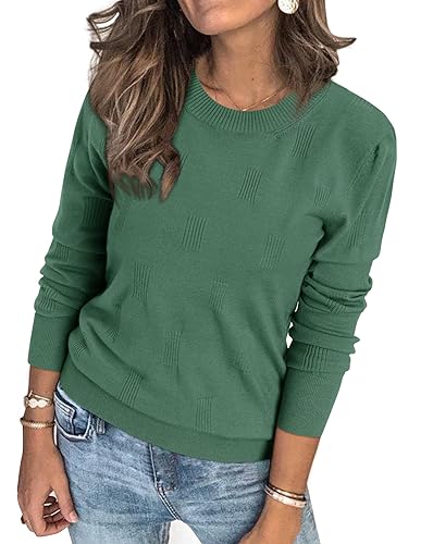 Arach&Cloz Pullover Damen Frühling Herbst Winter Strickpullover Elegant Langarm Tops Rundhals Pulli Sweatshirt (Gray Green,XXL) von Arach&Cloz