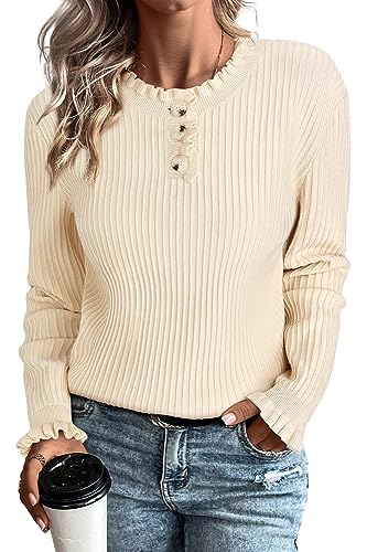 Arach&Cloz Pullover Damen Strickpullover Herbst Winterpullover Casual Winter Warm Strickpulli Sweater (Apricot,L) von Arach&Cloz