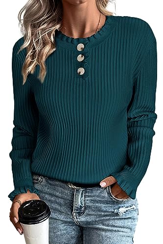 Arach&Cloz Pullover Damen Strickpullover Herbst Winterpullover Christmas Sweater Weihnachtspullover Winter Warm Strickpulli (Dark Green,XL) von Arach&Cloz