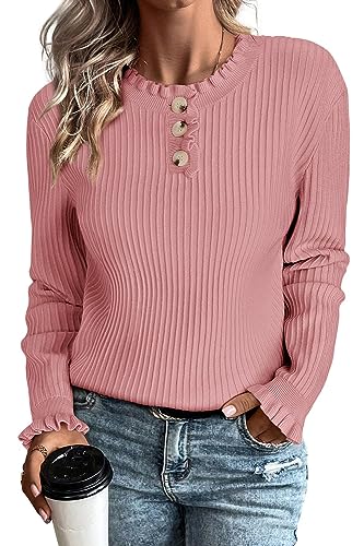 Arach&Cloz Pullover Damen Strickpullover Herbst Winterpullover Weihnachtspullover Christmas Sweater Winter Warm Strickpulli (Pink,M) von Arach&Cloz