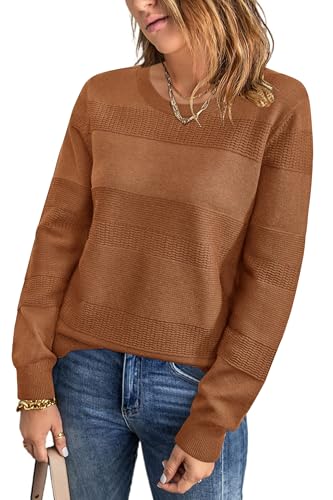 Arach&Cloz Pullover Damen Winter Langarm Strickpullover Rundhals Casual Tops Warm Weich Jumper Sweater Herbst von Arach&Cloz
