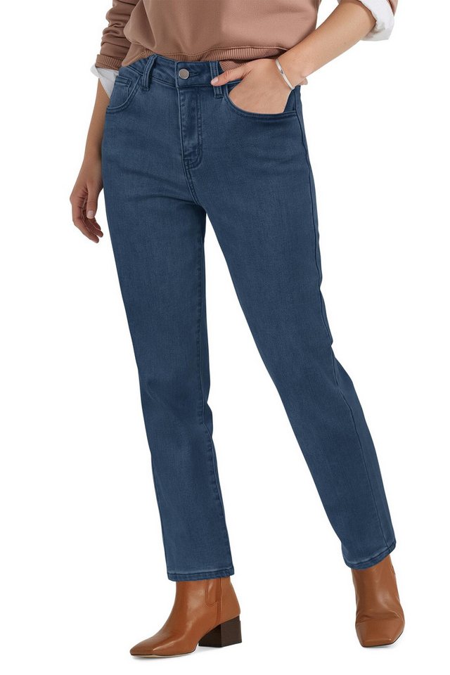 Arach&Cloz Skinny-fit-Jeans Arach&Cloz Damen Jeans Stretchjeans Thermojeans mit Fleece gefüttert Freizeit Mode dünn Straight-Jeans Taillenjeans Trachtenjeans von Arach&Cloz