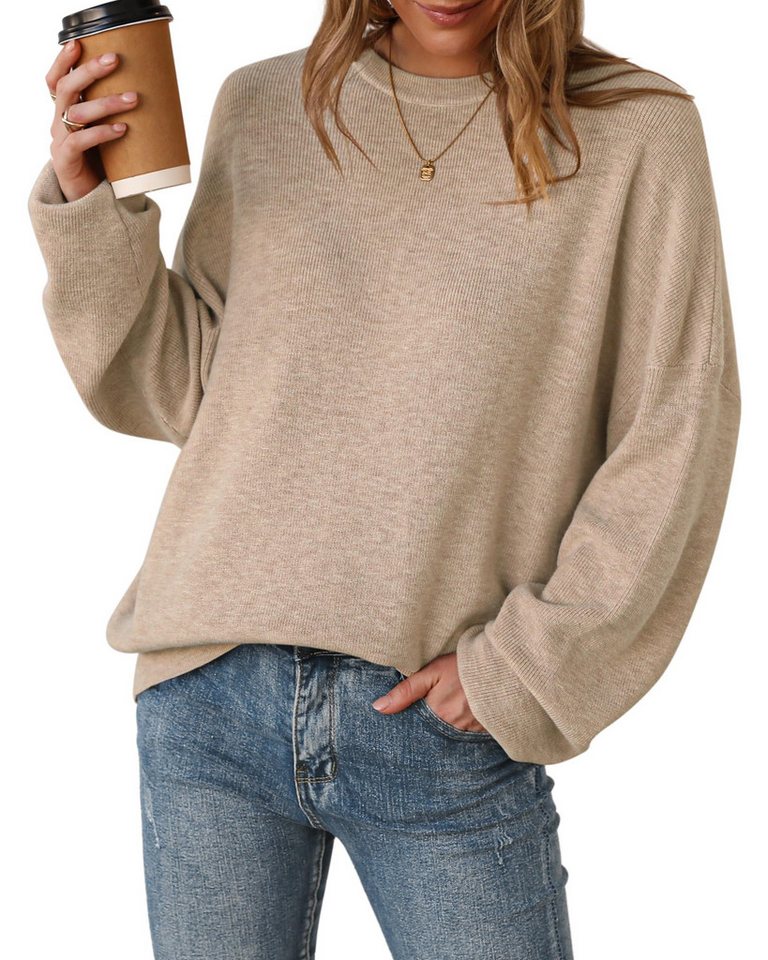 Arach&Cloz Stillpullover Arach&Cloz Damen Pullover Langarm Wolle Blend Rundhalsausschnitt Strickpullover Oversized Oberteile Strick Tops Arach&Cloz Stillpullover Arach&Cloz Damen Pullover Langarm Wolle Blend Rundhalsausschnitt Strickpullover Oversized Oberteile Strick Tops von Arach&Cloz