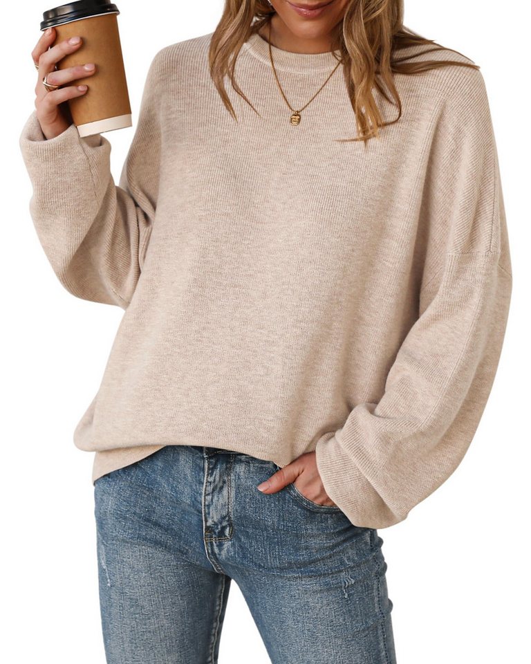 Arach&Cloz Stillpullover Arach&Cloz Damen Pullover Langarm Wolle Blend Rundhalsausschnitt Strickpullover Oversized Oberteile Strick Tops Arach&Cloz Stillpullover Arach&Cloz Damen Pullover Langarm Wolle Blend Rundhalsausschnitt Strickpullover Oversized Oberteile Strick Tops von Arach&Cloz