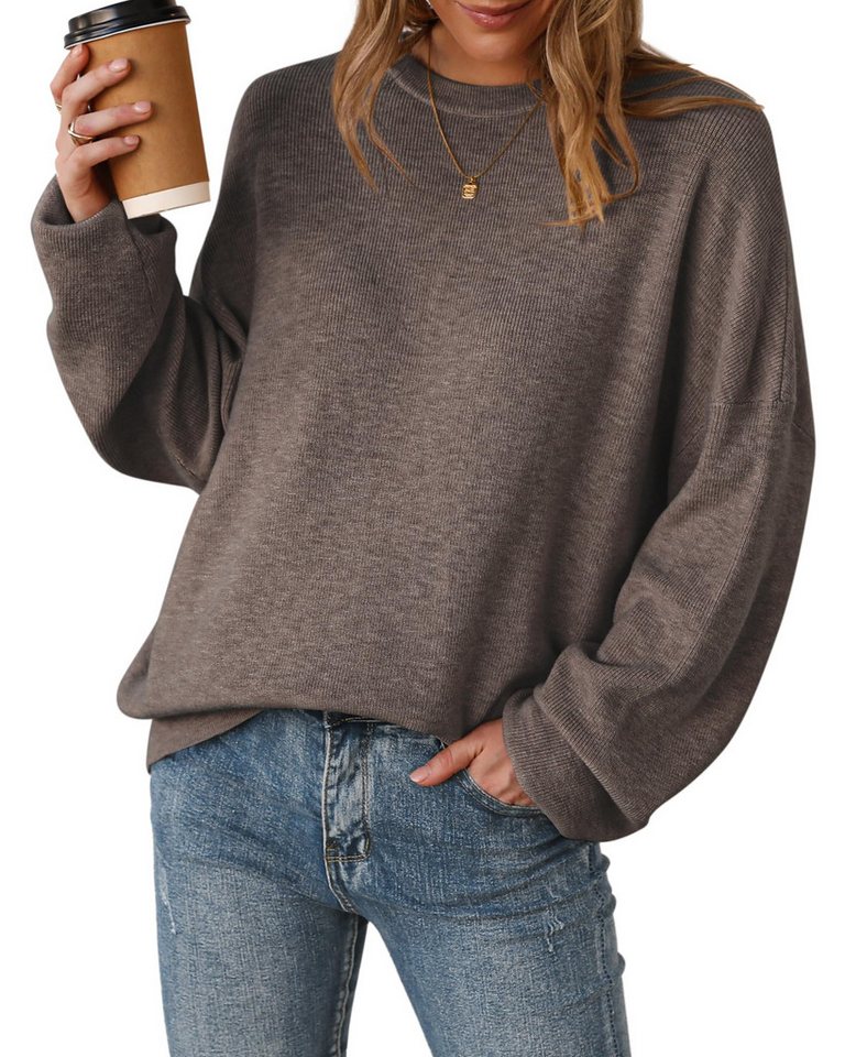 Arach&Cloz Stillpullover Arach&Cloz Damen Pullover Langarm Wolle Blend Rundhalsausschnitt Strickpullover Oversized Oberteile Strick Tops Arach&Cloz Stillpullover Arach&Cloz Damen Pullover Langarm Wolle Blend Rundhalsausschnitt Strickpullover Oversized Oberteile Strick Tops von Arach&Cloz