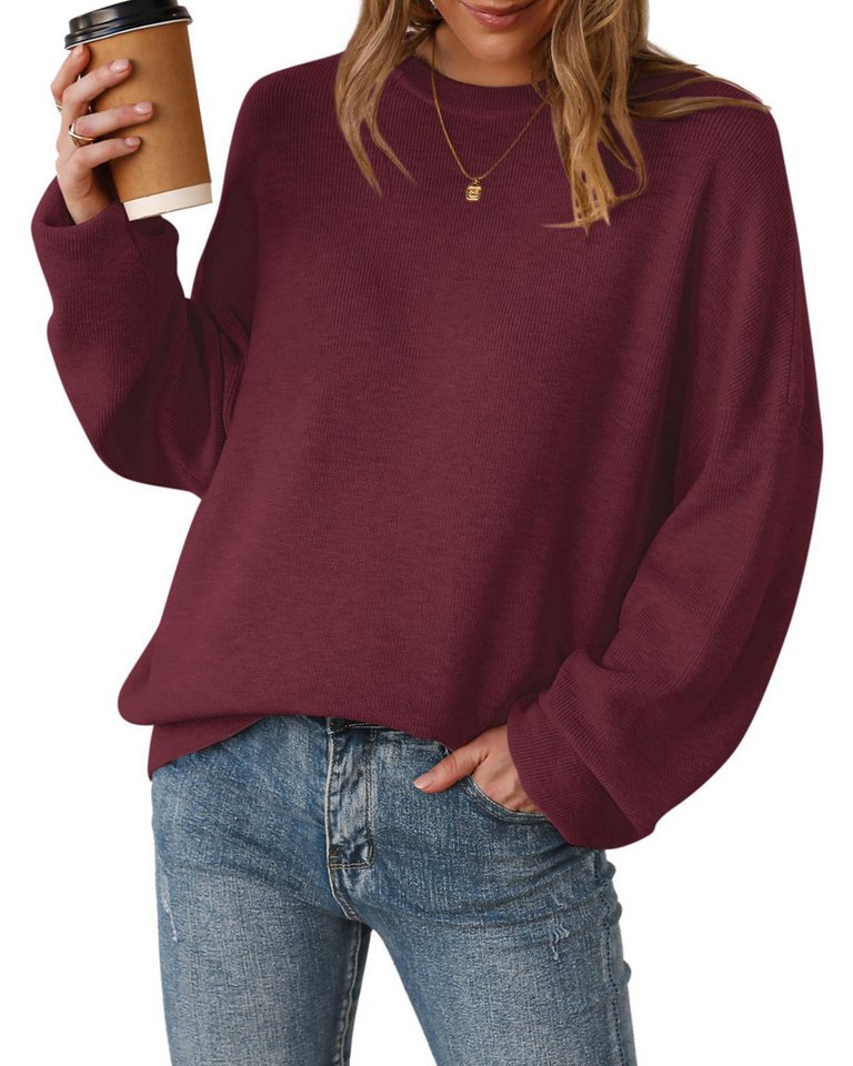 Arach&Cloz Stillpullover Arach&Cloz Damen Pullover Langarm Wolle Blend Rundhalsausschnitt Strickpullover Oversized Oberteile Strick Tops Arach&Cloz Stillpullover Arach&Cloz Damen Pullover Langarm Wolle Blend Rundhalsausschnitt Strickpullover Oversized Oberteile Strick Tops von Arach&Cloz