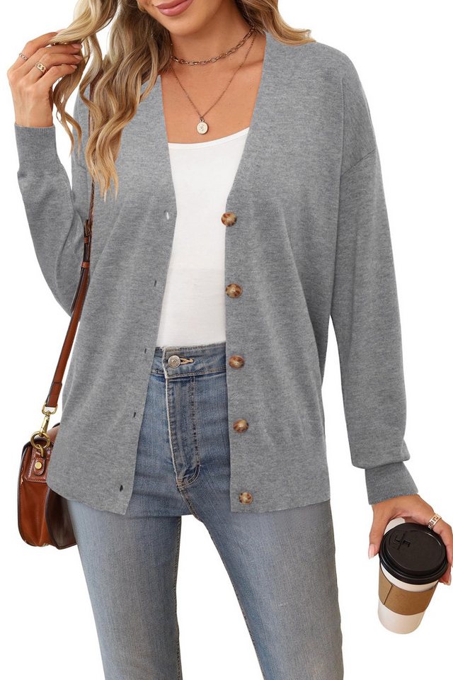 Arach&Cloz Strickjacke Arach&Cloz Damen Cardigan Strickmantel V-Ausschnitt Langarm mit Knöpfen für Frühling Herbst Arach&Cloz Strickjacke Arach&Cloz Damen Cardigan Strickmantel V-Ausschnitt Langarm mit Knöpfen für Frühling Herbst von Arach&Cloz