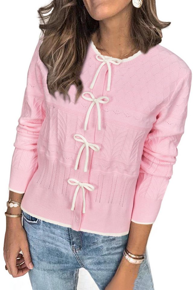 Arach&Cloz Strickjacke Arach&Cloz Damen Strickjacke Cardigan Herbst Winter Geschnittenes Krawatten-Design Arach&Cloz Strickjacke Arach&Cloz Damen Strickjacke Cardigan Herbst Winter Geschnittenes Krawatten-Design von Arach&Cloz