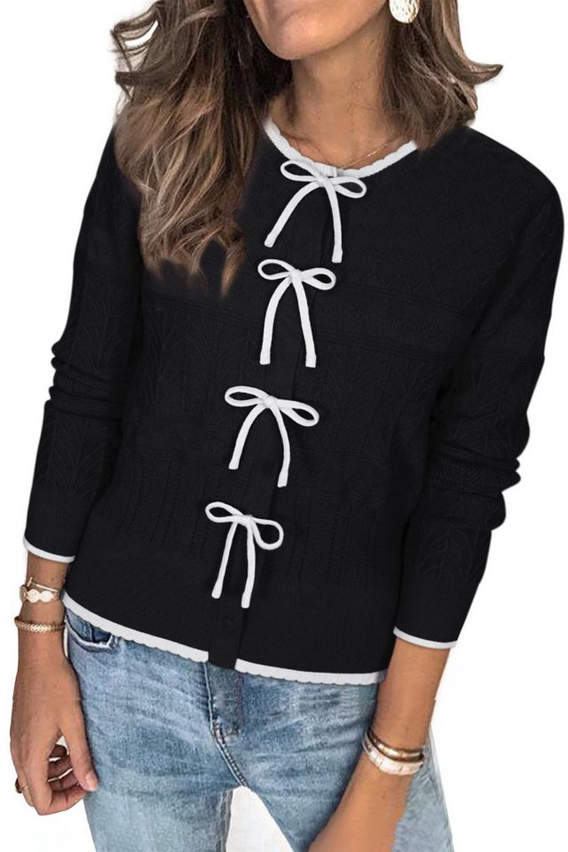 Arach&Cloz Strickjacke Arach&Cloz Damen Strickjacke Cardigan Herbst Winter Geschnittenes Krawatten-Design Arach&Cloz Strickjacke Arach&Cloz Damen Strickjacke Cardigan Herbst Winter Geschnittenes Krawatten-Design von Arach&Cloz